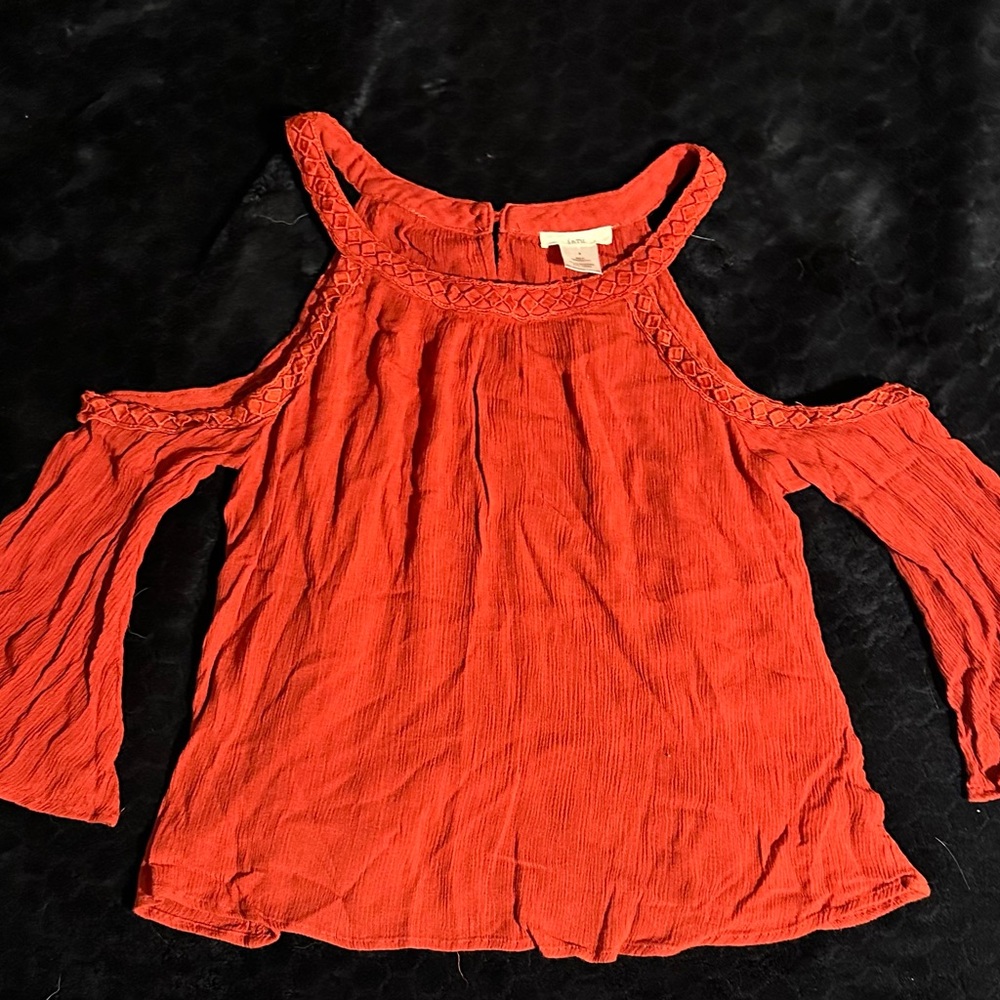 Elegant Cold Shoulder Blouse - Rust